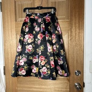 Women’s la robe‎ Floral boutique Black midi shirt size s